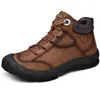 Casual Shoes Men Genuine Leather Hiking Waterproof Outdoor Sport Mountain Athletic Large Size