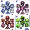 Gambing Gambing Leisure Sports Games Outdoors Mixed Color Dice Set D4-D20 Dungeons och Dargon RPG MTG Board Game 7pcs/Set Drop Deliver Dhqzi