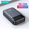 Banques électriques de téléphone portable USMS Mini Power Bank 10000mAh 33W PD Banque d'alimentation de charge rapide Portitable Chargeur de téléphone de batterie externe adapté à l'iPhone Xiaomi Samsung J2404