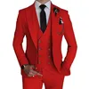 Mode mannen Leisure Boutique Business Solid Color Wedding Suit jasbroek Vest 3 PCS Set Dress Blazers Jacket broek 240420