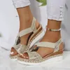 Metal Decoration Womens Wedges Sandals Summer Snake Print Platform Gladiator Shoes Woman Comfort Casual Med Heels Sandals 240412