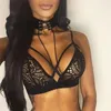 Bras 2024 Sexy Women Seamless Cross Bandage Crop Crop Top Floral Sheer Lace Invisible Bra Braralette Bustier Fitness Building