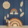 Dekorativa figurer Ins Style Macrame Rainbow Cloud Hanging Decoration Handgjorda Woven Kids Baby Girl Children's Room Wall