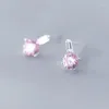 Boucles d'oreilles mloveac 925 Solid Real Silver Silver Jewelry Pink CZ CIN MINET BRORME OEUR POUR TEDO GRILE AMI Kid Lady