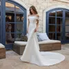 Mermaid Satin Wedding Dress 2024 Offer Off the Shoulder Bruids Jurken met knoppen Buigen terug bruiden Vestido de Noivas Robe de Mariee