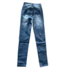 Sommer Mode Y2K Retro Ripped Loch Jeans Frauen drucken hohe Taille dünne gestapelte Blue Denimhose Streetwear Elastichose 240426