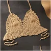 دبابات Camisoles y نساء بيكيني محصول Top Cloghet Boho Beach Bralette Halter Cami Kninted Bra Tank Holiday Summer Beachwear und Otgwz