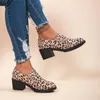 Dress Shoes Big Size 43 Women Leopard Print Dikke Heel Loafers Spring Non-Slip Slip-on Modern For Sneakers Outdoor Women's
