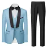 Mäns kostymer 2024- (Blazer Waistcoat Pants) Fashion Gentleman Business Casual Trend Wedding Host Double Split Dress Suit 3 Pieces