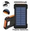 Mobiltelefon Power Banks Nya 200000mAh High-Capacity Solar Cell Pack Portable w/Tethered Compass Externt batteriladdning Power Pack J240428