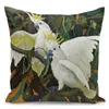 Oreiller Plante animale tropicale Rétro peinture Parrot taie d'oreiller décorative Fabric de tissu SOFA COUVERCE 45X45CM