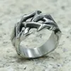 A banda toca nova tendência Silver Plated Hollow Thorn Anéis para homens e mulheres Hip Hop Punk Party Music Jóias Q240427