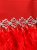 Sıradan elbiseler kadınlar ünlü seksi uzun kollu tüy elmaslar siyah kırmızı mini bodycon bandaj elbise 2024 zarif akşam kulübü parti