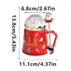Kubki świąteczne kubek drzewo Santa Snow Globe retro ceramiczna filiżanka kawy z zimowymi globami pokrywka i łyżka