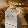 Accessori Nuova scatola di caramelle per matrimoni con fiocco di cioccolato di altezza con fiocco di altezza con filo di alta qualità cassetta regalo di alta qualità in polvere