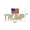 Broches Trump Flag Broche Mulheres Meninas de jóias brilhantes para roupas Pinos anti-deslizamento Pinos divertidos Crachistas criativos de lapela