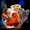 Créatif 3d Fish Transparent Shape Bar Cocktail Verre de verre épais épais lourd Smoothies Bol tasse de boisson froide Tiki verres de verres 240416