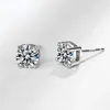 Boucles d'oreilles Trumium Real 925 Sterling Silver Crystal Zircon Round Ooys pour femmes / hommes 4 Prong Tragus Cartilage Piercing Bijoux