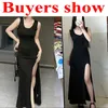 Sangle sans manches noire Femme Sexe Slim Fit Side Slit Irréguleux Robe maxi Femme Été Corée Robes simples 240410