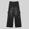 PFNW Summer Mens American High Street Multi Pocket Nets Dżinsy luźne Hip Hop proste technologie jeansowe Procesome Pants 12Z1496 240423