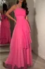 Strapless Evening Dress Long A Line Prom Dresses Sleeveless Tulle Formal Party Prom Gown