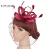 Headpieces Wedding Mesh Bridal Hair Fascinator Headwear Sinamay Fashion Headdess for Women Ladies Formal Eccase Mariage Net