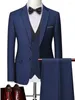 Abiti da uomo Autunno business casual colore solido 3 pezzi / maschio due bottoni blazer jacker cappotto pantaloni gilet whitcoat