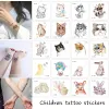 Tatouages 20 pcs / ensemble dessin animé tatouages Enfants de fête maquillage chat chat chien licorne papillon temporaire art corporel autocollants