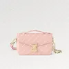 Explosion New Women's Pochet Te Meti s East West M47045 Opal Pink Signature S-Lock Stängning 3 Inside Sparkes Handbag Stylish Crafted Short Chain präglad lyx