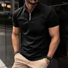 Męskie koszule T Solid Color Polo Shirt Short Rleeve Cllar Tshirts for Men Summer Turn-Down Streetwear Męskie topy joggerowe
