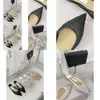Designer Brand High Heel tofflor Mesh och Crystal Upper Importeras från Italien Cowhide yttersula Sandaler Topp Bankettfabrikskor Originalkvalitet
