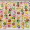 100pcs/lot wholesale Children for Girls Party Pink Cute Jewelry Open Adach Resin Ring Cake Animal Fruit Ice Cream 240423