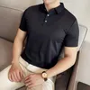 Letnie koszule polo dla mężczyzn Wysokiej jakości zwykłe kolory Business Mens Polos T-shirt krótkie rękawie Slim Fit Casual Basic Tees Homme 240425