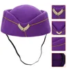 Bérets Stewardess Pillbox Hat Felt Flight Abitre Cap Air Air Hostesses Uniform Plane Cosplay interpréter les femmes