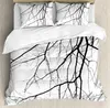 Set di biancheria da letto set in bianco e nero per camera da letto letto casa macro foglia senza foglie rami di albero idilvet copertura piumino
