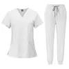 Fashion White Hospital Uniforms Enfermera Beauty Dental Salon Work Ropa de uniforme de uniforme personalizado Jugger Unisex Sets 240410