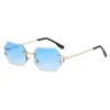 Sunglasses Fashion New Rimless Polygon Mens Sunglasses Octagonal Vintage Shades Gradient Traveling UV400 Women Sun Glasses Party Business T240428