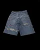 Мужские брюки Jnco Шорты Y2K хип -хоп график ретро синие мешковатые джинсы джинсы джинсы мужские женские женские баскетболы с высокой талией баскетбол