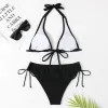 Set Solid Mains de maillot de bain Femmes Bikini Bikini Bikini rose vif Ensemble de maillot de bain Push up Brésilien Plage de la plage Sexy Bandage Bikini