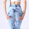 Pantalon actif lié les leggings teints femmes hautes taille hanche soulevant le yoga sèche rapide collants sportifs en plein air