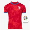 2024 Novo camiseta da camiseta de futebol da República Tcheca Casa e Away Red e White 24 25 Islândia Sport Football Jerseys Sportswear Serbia Camisola Eurocup