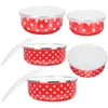 Geschirrssätze 5 PCs Lunchbox Email Dokadelschale für Küchen Ramen Instant Noodle mit Deckel Salat Container Emailware Office