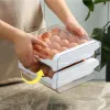 Bins Refrigerator Egg Storage Organizer 2Layer Drawer Stackable Egg Holder Clear Plastic Eggs Basket Dispenser for Fridge Kitchen