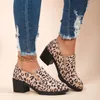 Dress Shoes Big Size 43 Women Leopard Print Dikke Heel Loafers Spring Non-Slip Slip-on Modern For Sneakers Outdoor Women's