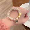 Strang Frühling Wärme und blühende Blumenhand-Handhermade süße Prinzessin-Style-Glas-Rosenarmbänder mit goldenem Schlucken von Biesthandschmuck