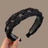 Exquisite Rhinestones Tape Braided Headband for Women Shopping Party Head Wears Satin Cloth Hairbands Toothed Non Slip Head Hoop