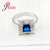 Anelli a cluster Proposta di lusso Donne 925 Sterling Sterling Full Around Crystals Square Deep Love Blue Zricons Wedding femminile