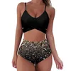 Costumi da bagno femminile Donne avvolgono paillettes di bikini Stampa Push Up Bathing Fashion High Waist Swimsuit a due pezzi Brasiliana imbottita sexy