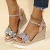 Womens Summer Wedge High Heel Sandals Platform Sandaler med öppna tjocka sulor Casual Shoes 2024 Gold Silver Pink Sandals 240426