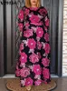 Casual jurken Vonda Summer Party Dress 2024 Dames Sundress Bohemian Long Sleeve Bruted Floral Printed Maxi Holiday Robe Femme